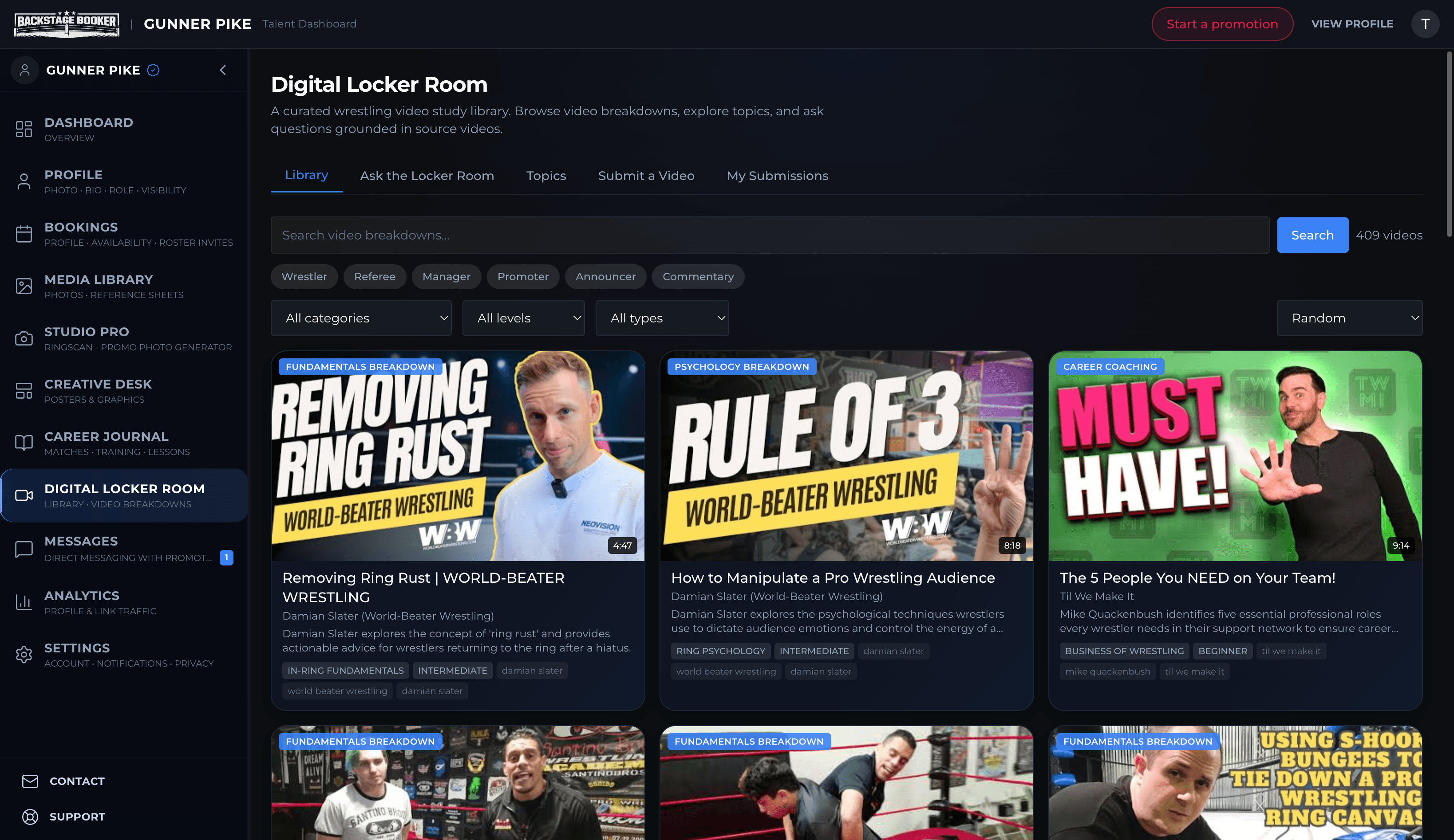 Digital Locker Room — curated wrestling video study library